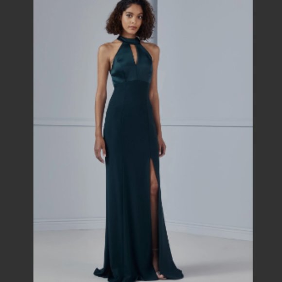 Amsale -Yara Bridesmaid Dress Hunter Green - Size 4 - Picture 1 of 9